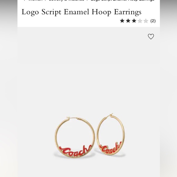 ❤️COACH EARRINGS ❤️ HOOP EARRINGS. RED ENAM NIP retail $118 - Picture 3 of 5